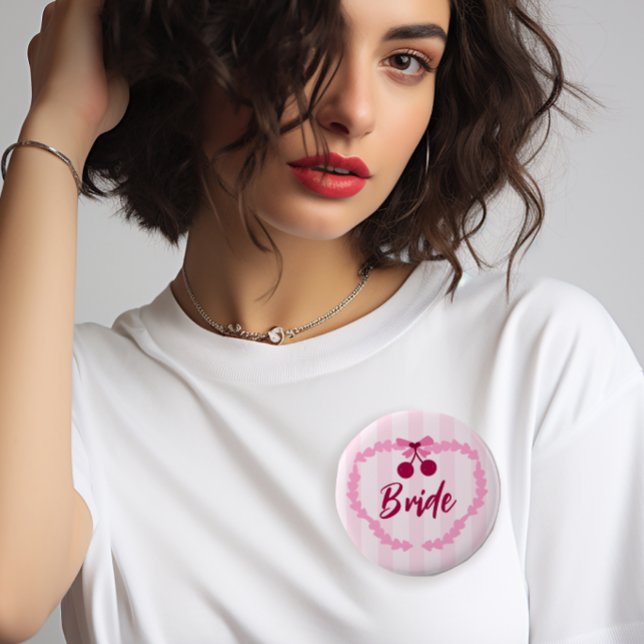 Cherry Theme Bridal Shower Bride Button (Creator Uploaded)