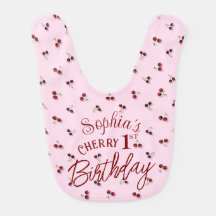 Cherry Theme First Birthday Bib