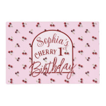Cherry Theme First Birthday Placemat