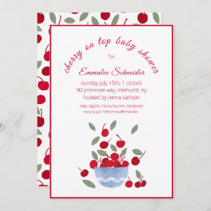 Cherry Theme Watercolor Baby Shower Invitation