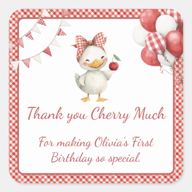 Cherry Themed Favor Stickers (Front)