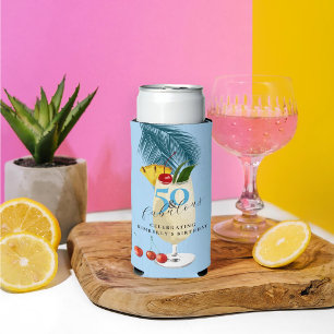 Cherry to Top Blue Cocktail 50th Birthday Party Seltzer Can Cooler