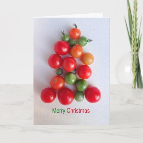 Cherry Tomato Christmas Tree Greeting Card