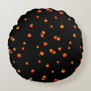 Cherry tomatoes illustration. Watercolor seamless Round Pillow