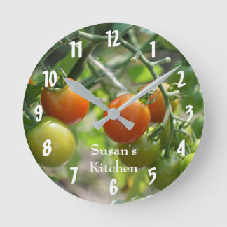 Cherry Tomatoes On The Vine Personalized Round Clock