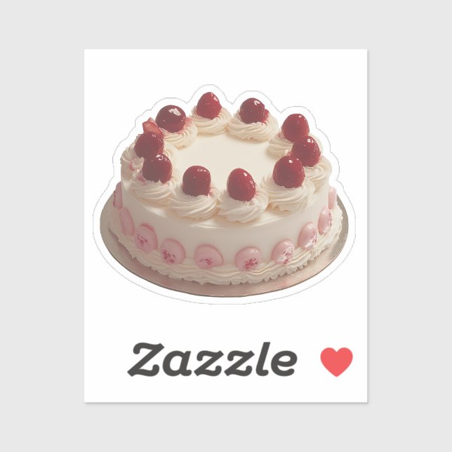 Cherry-Topped Whipped Cream Cake Sticker (Sheet)