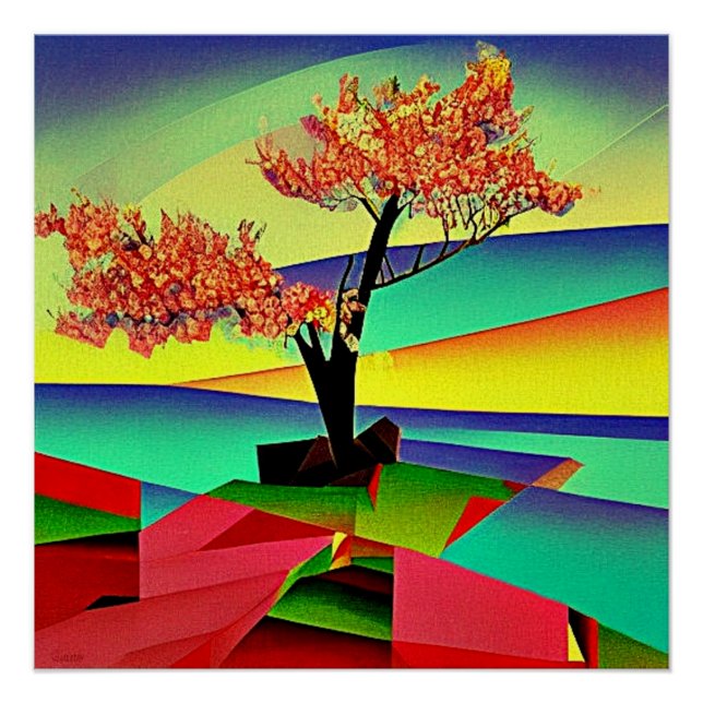 Cherry tree amidst rocks 3 poster (Front)