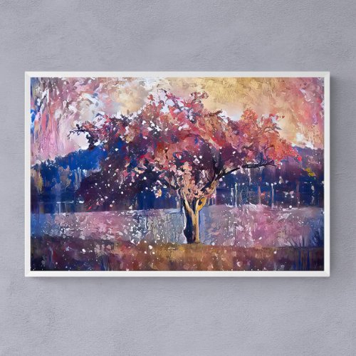 Cherry Tree Blossom Abstract Landscape Poster