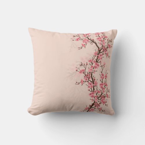 Cherry Tree Blossom _ Sakura Branch Throw Pillow