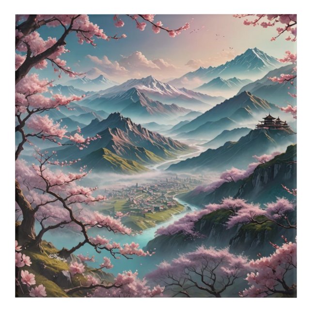 cherry tree blossoms  acrylic print (Front)