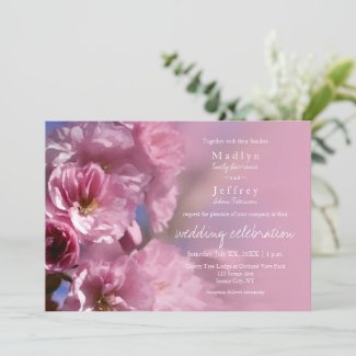 cherry tree blossoms summer wedding invitation