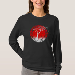 Cherry Tree On A Red Sun - Japanese Look - Bonsai T-Shirt