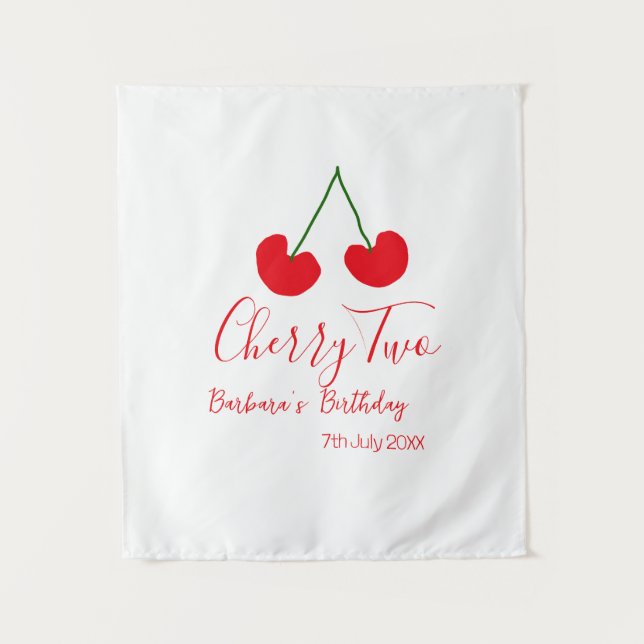 Cherry two 2nd birthday red cherry kids simple  tapestry (Front)