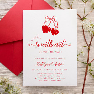 Cherry Valentine Little Sweetheart Baby Shower Invitation