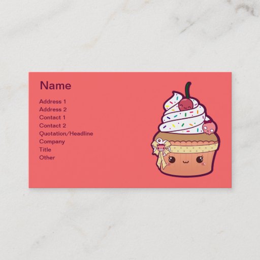 Customizable Cherry Vanilla Cupcake Business Card