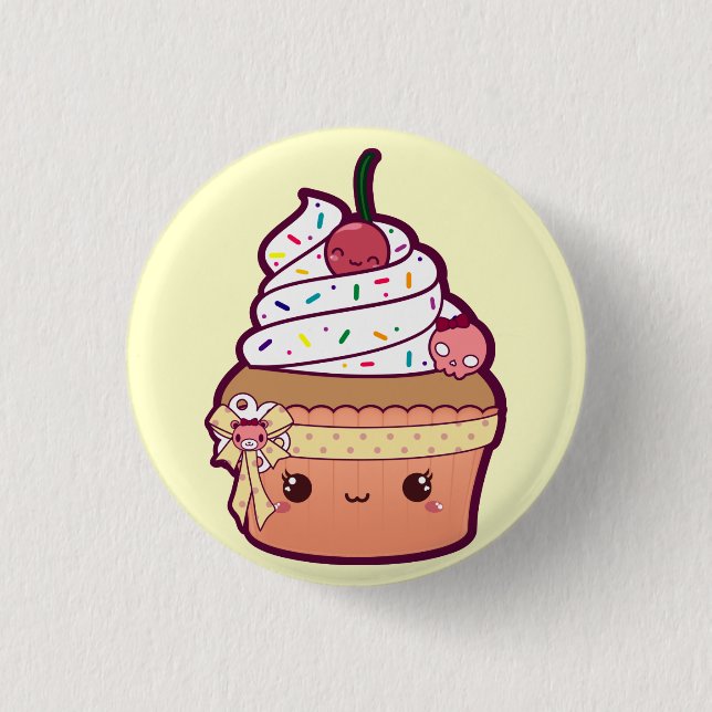 Cherry Vanilla Cupcake Button (Front)
