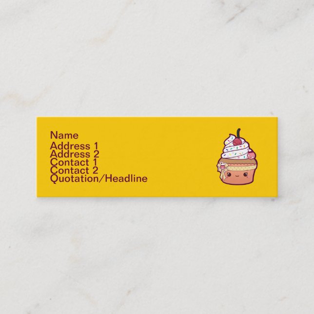 Cherry Vanilla Cupcake Mini Business Card (Front)
