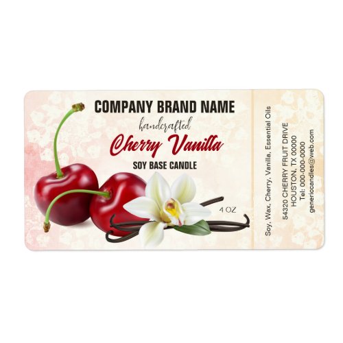 Cherry Vanilla Fruit Candle Ingredients Label