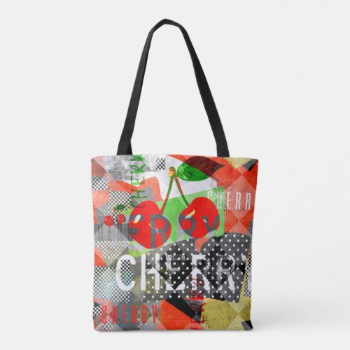 Cherry version A modern collage art  tote bag