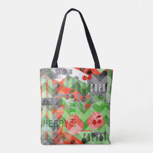 Cherry version B smaller scale smodern collage art Tote Bag