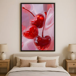 Cherry Vibes – Abstract Heart Cherries  Love Art  Poster