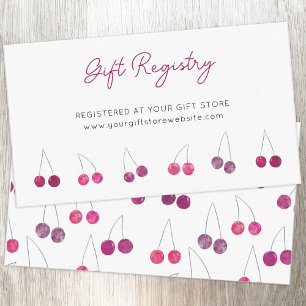 Cherry Watercolor Baby Shower Gift Registry Enclosure Card