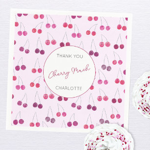 Cherry Watercolor Bridal Shower Personalized Napkins