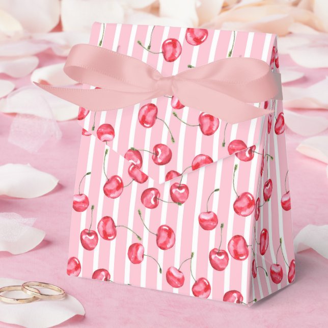 Cherry Watercolor Pattern Favor Boxes (Wedding)