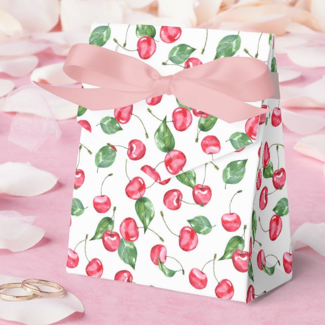 Cherry Watercolor Pattern Favor Boxes (Wedding)