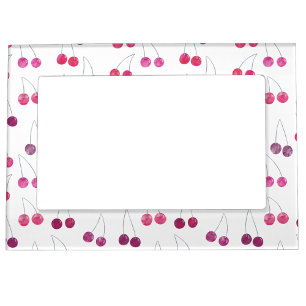 Cherry Watercolor Pattern Pink Magnetic Frame