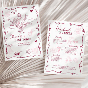 Cherry Wine Girl Martini Last Rodeo Bachelorette Invitation