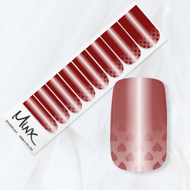 Cherry Wine Gradient Hearts Minx Nail Art (Creator Uploaded)