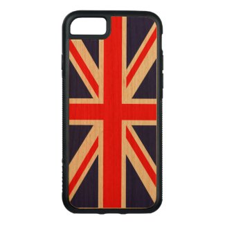 Cherry Wood iPhone 7 case with Union Jack Flag