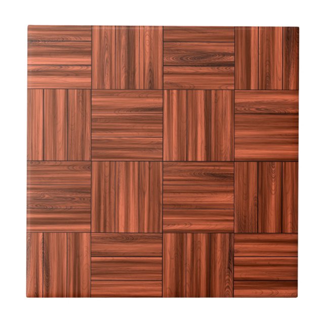 Cherry Wood Parquet Floor Pattern Ceramic Tile (Front)