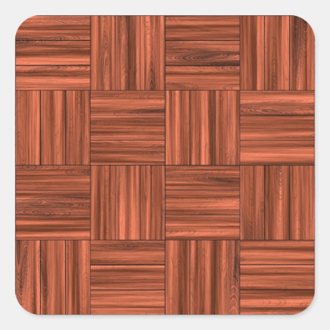 Cherry Wood Parquet Floor Pattern Square Sticker (Front)