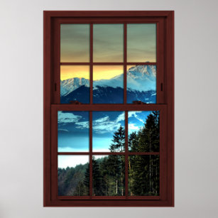 Cherry Wood Picture Window Mountain View 3 of 3 Poster