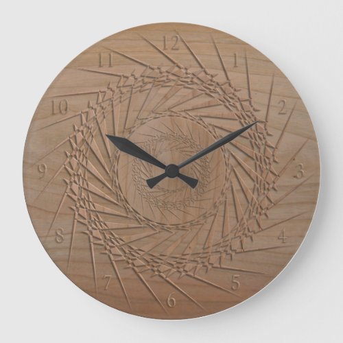Cherry Wood Print Round Large Wall Clock