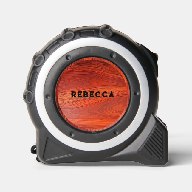 Cherry wood texture custom monogram. tape measure (Front)