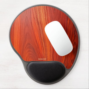 Cherry wood texture custom monoram. gel mouse pad