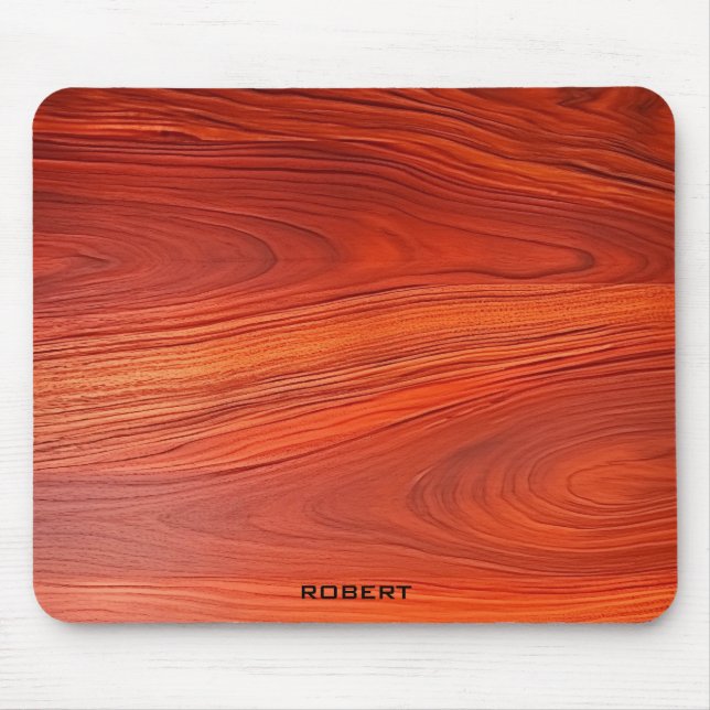 Cherry wood texture custom monoram. mouse pad (Front)