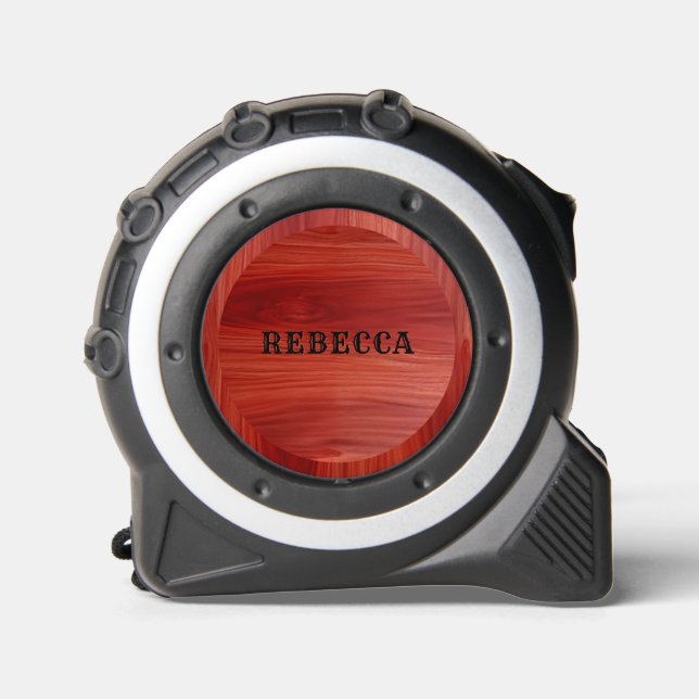 Cherry wood texture two custom monogram. tape measure (Front)