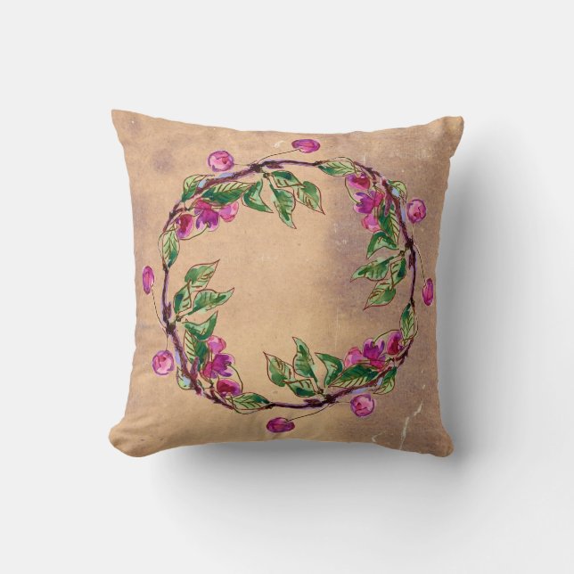 Cherry Wreath by Alexandra Cook Throw Pillow (Front)