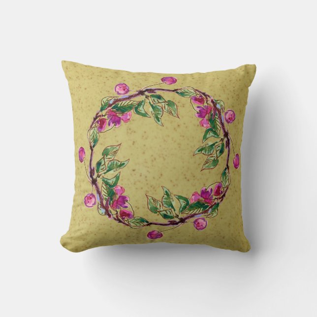 Cherry Wreath by Alexandra Cook Throw Pillow (Front)