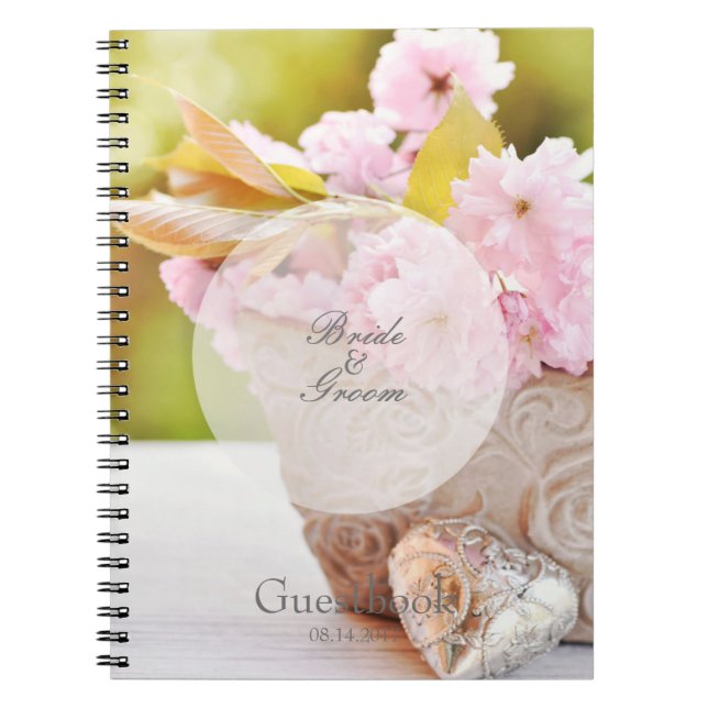 Cherryblossoms editable wedding guest book (Front)