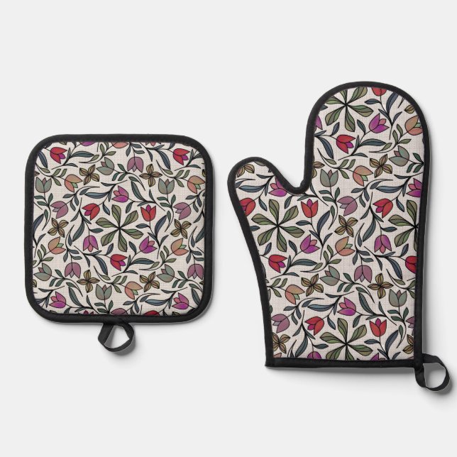 Cherrypetal Plover Oven Mitt & Pot Holder Set (Front)