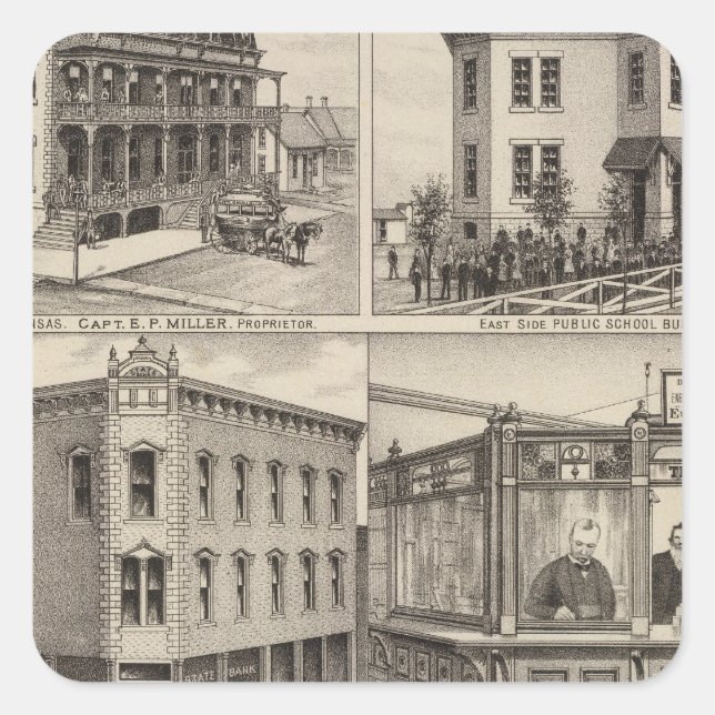 Cherryvale, Kansas Square Sticker (Front)