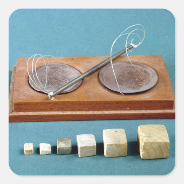 Chert weights and copper balance, Mohenjodaro, 230 Square Sticker (Front)