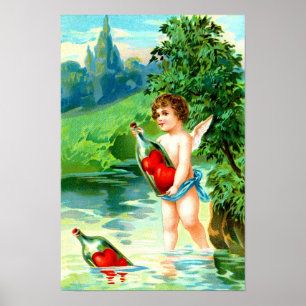 Cherub and hearts poster