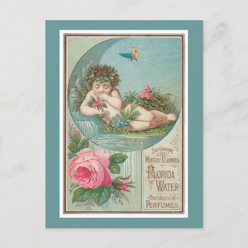 Cherub and Roses Cologne Label Postcard