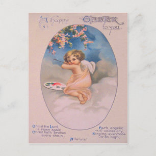 Cherub Angel Cherry Tree Painting Pallet Christian Postcard